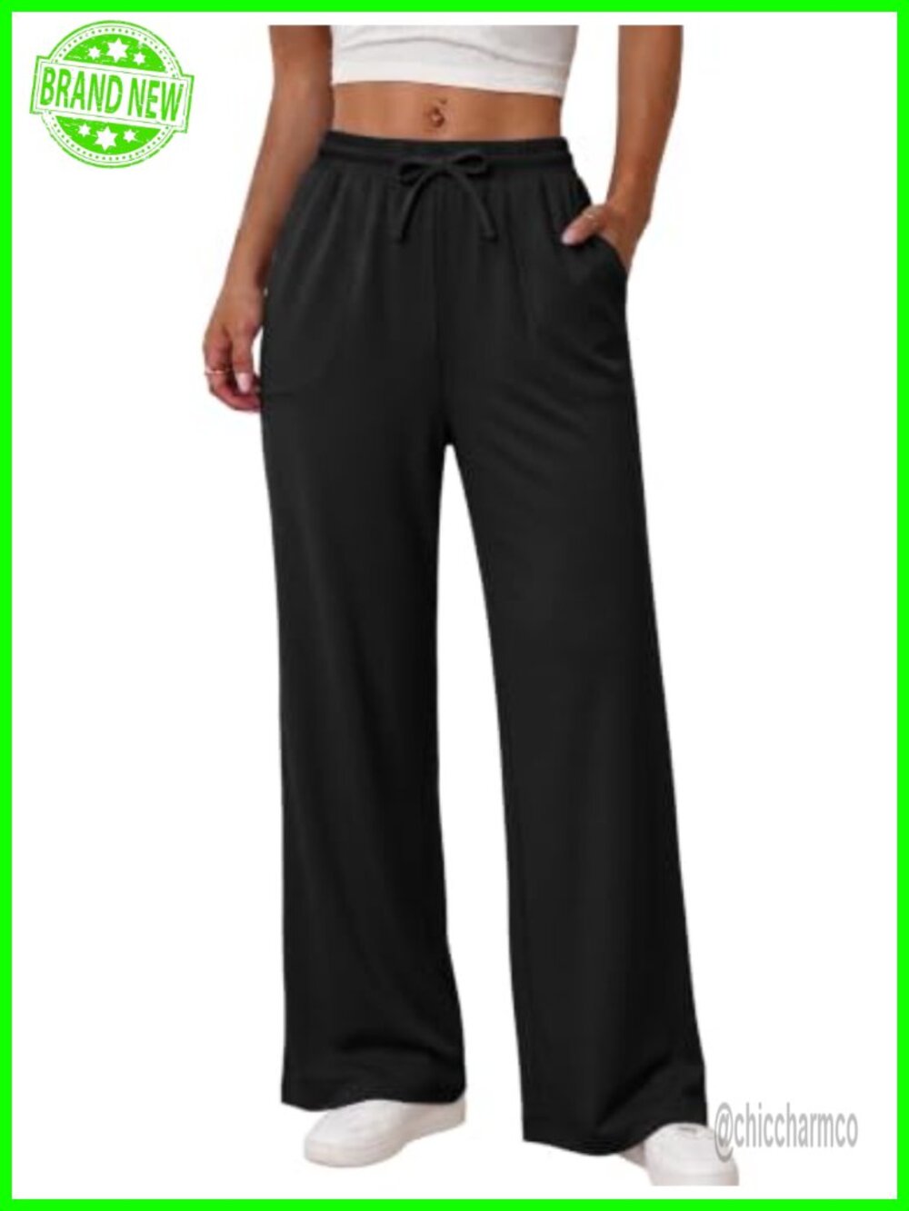 Wide Leg Sweatpants High Waist Drawstring Pockets Women's Lounge Pants